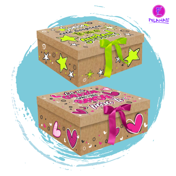 CAJA EMOCION KRAFT MAGENTA/VERDE  X 4 25X18